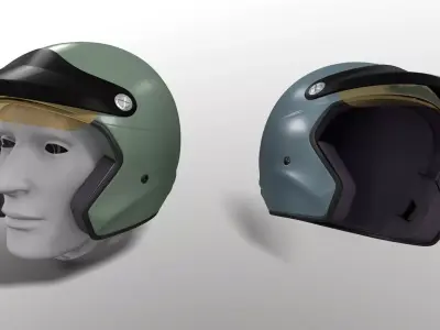 Helmet Retro Motorcycle - F1 Low-poly 3D model