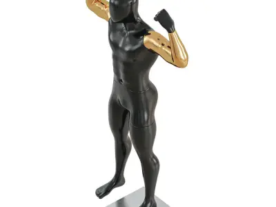 Black male mannequin with golden hands 62 3D model
