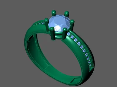 Womens Rings With Stone Ring Ready STL 3DM Models Rings women 3D print model 18