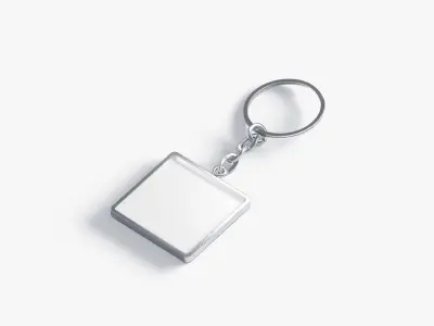 White Square Keychain - key tag holder Low-poly 3D model
