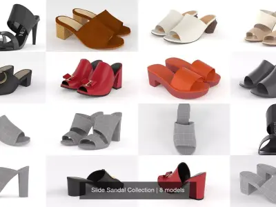 Slide Sandal Collection 3D Model Pack
