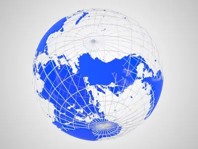 Globe News Skeleton Royal Blue 3D model