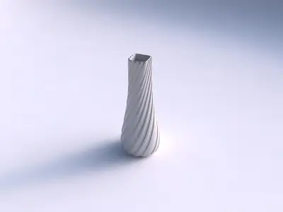 Vase semi quadratic with twisted smooth ribbons 3D print model