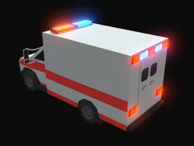Ambulance Low Poly Low-poly 3D model