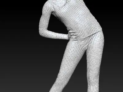 Pretty young african woman doing exercise 240 Low-poly 3D model