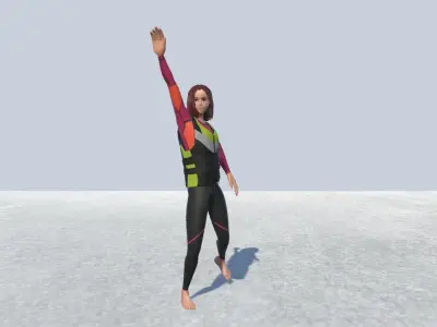 Surf suit Female Avatar Rigged  Low-poly 3D model