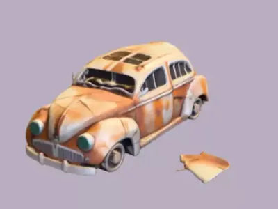 rusty vintage car model 3D model