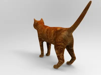 Cat game ready low poly model 3D orange Low-poly 3D model