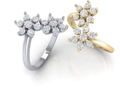 Double flower ring 3D print model
