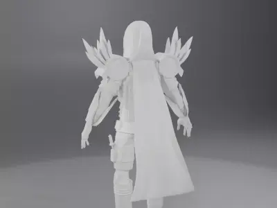Character game assasin warrior Low-poly 3D model