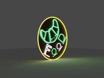 Cyberpunk food sign Free low-poly 3D model