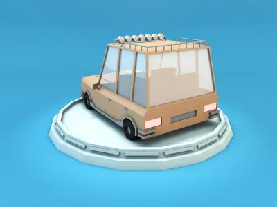 Cartoon Family Car Low-poly 3D model