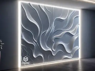 modern panel wall decor set wall relief mural CNC 104 3D model