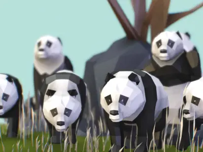 Panda Bear Low-poly 3D model