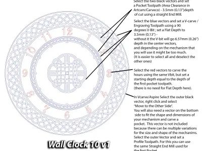 Wall Clock 2 - Files for CNC svg  dxf  eps ai pdf 3D model