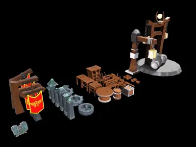 Low poly Stylized Packed Low-poly 3D model