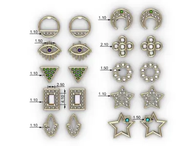 Aretes -Topitos para dama paquete de 10 -v- 3D print model