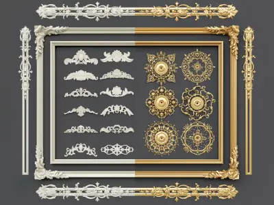Classic carvings moldings and gypsum cornice 2 3D model