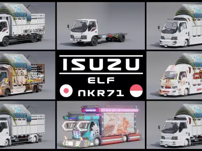 Isuzu ELF NKR71 Macan 125PS Low-poly 3D model