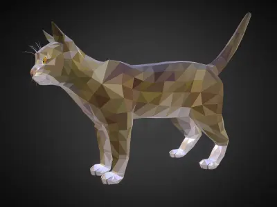 Cat Low Polygon Art Farm Animal Low-poly 3D model