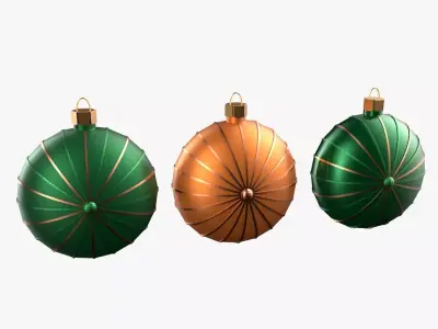 Christmas Tree Ornament Set7 - Green Orange 3D model
