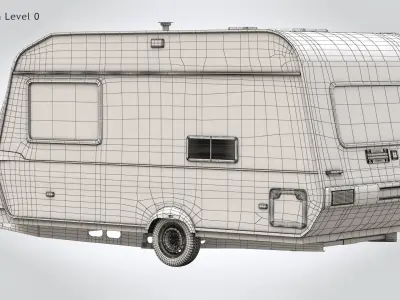 Camper Hobby Low-poly 3D model