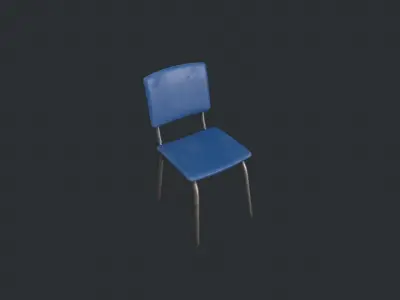 Basic Blue Chair Low-poly 3D model