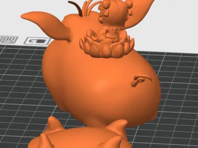 Nezha riding a flying pig 3D print model
