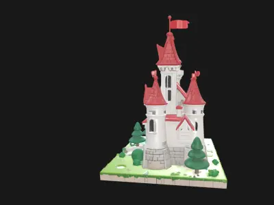 Low Poly Cake Castle Model for 3D Projects Low-poly 3D model