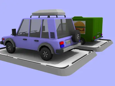 2 Cartoon Low Poly Cars - Set 01 Low-poly 3D model