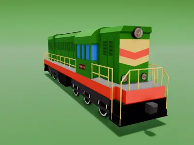 Cartoon Train Low poly 3D Model  Low-poly 3D model