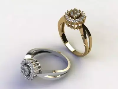 New Modern Halo Gold Ring For Diamonds 3D print model