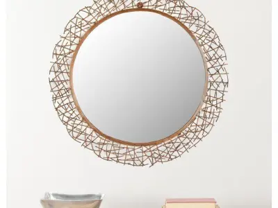 Ilasha Round Metal Wall Mirror 3D model