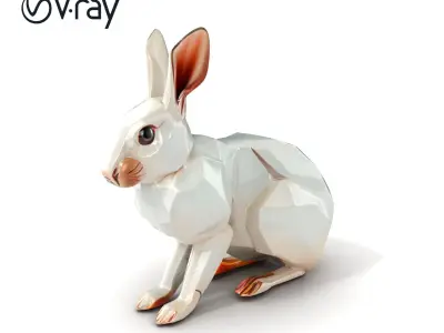 Geometric Polygonal Hare with Metallic Finish model pack Low-poly 3D model