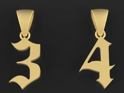 number pendant necklace 3D print model