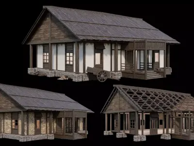 Medieval Village Pack 08 - 3 Assets - 4K Textures Game Ready Low-poly 3D model