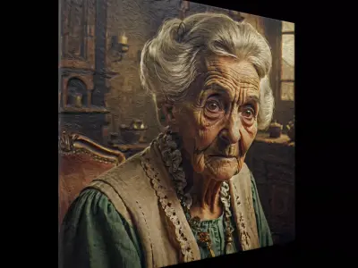Elderly Lady Painting One  Low-poly 3D model