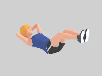 Crunch  Exercise Woman Animation Low-poly 3D model