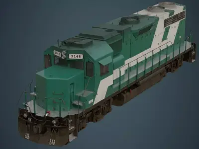 Locomotive 2B Low-poly 3D model