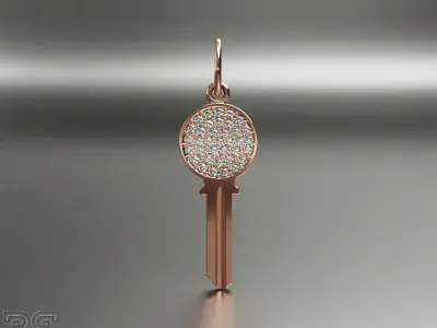 Diamond key from heart luxury necklace pendant 3D print model