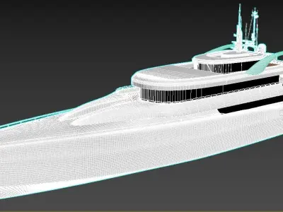 Superyach motor yacht floating in ocean 3D model