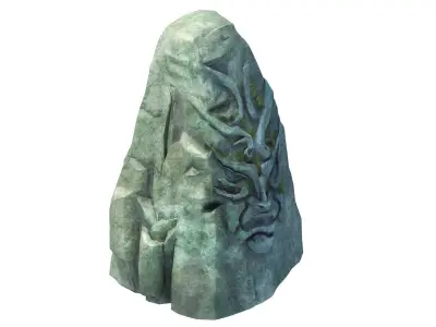 Stone Kazlog shallow bay - stone face statue 01 3D model
