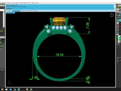 Luxury Oval Gemstone Men Ring with Side Diamonds  3428 3D print model