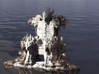 Queen of dragons Throne 2 versions together 3D model
