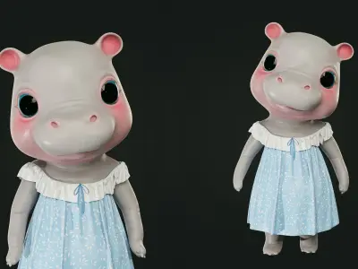 GAME-READY 3D Character - Hippopotamus Mindy Low-poly 3D model