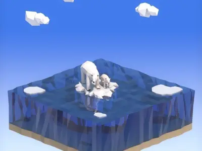 Low Poly Polar Bear Low-poly 3D model