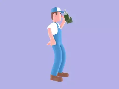 Stylized 3D Mechanic Character - Energetic Drill Holding 3D model