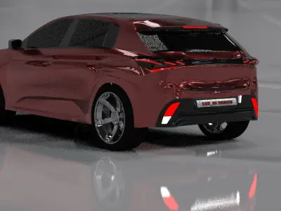 Peugeot 308 hybrid 3D MODEL  ONLY SURFACING 3D model