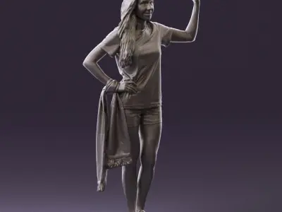 Blonde  in fitness shirts white shirt bitseps 09543D Print Ready 3D print model