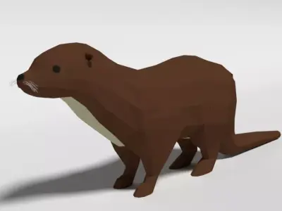 Low Poly Cartoon Otter Low-poly 3D model